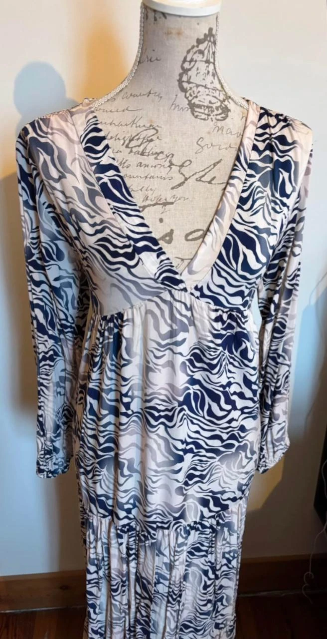 💙 Long marble print beige & blue long sleeves - XL – photo 2